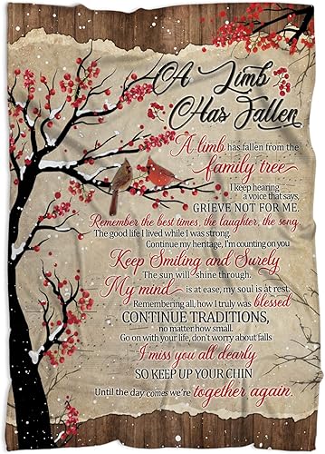 in Loving - Manta de memoria de 60 x 50 pulgadas, regalos de duelo, regalo conmemorativo cardenal por pérdida de un ser querido, regalos de dolor,