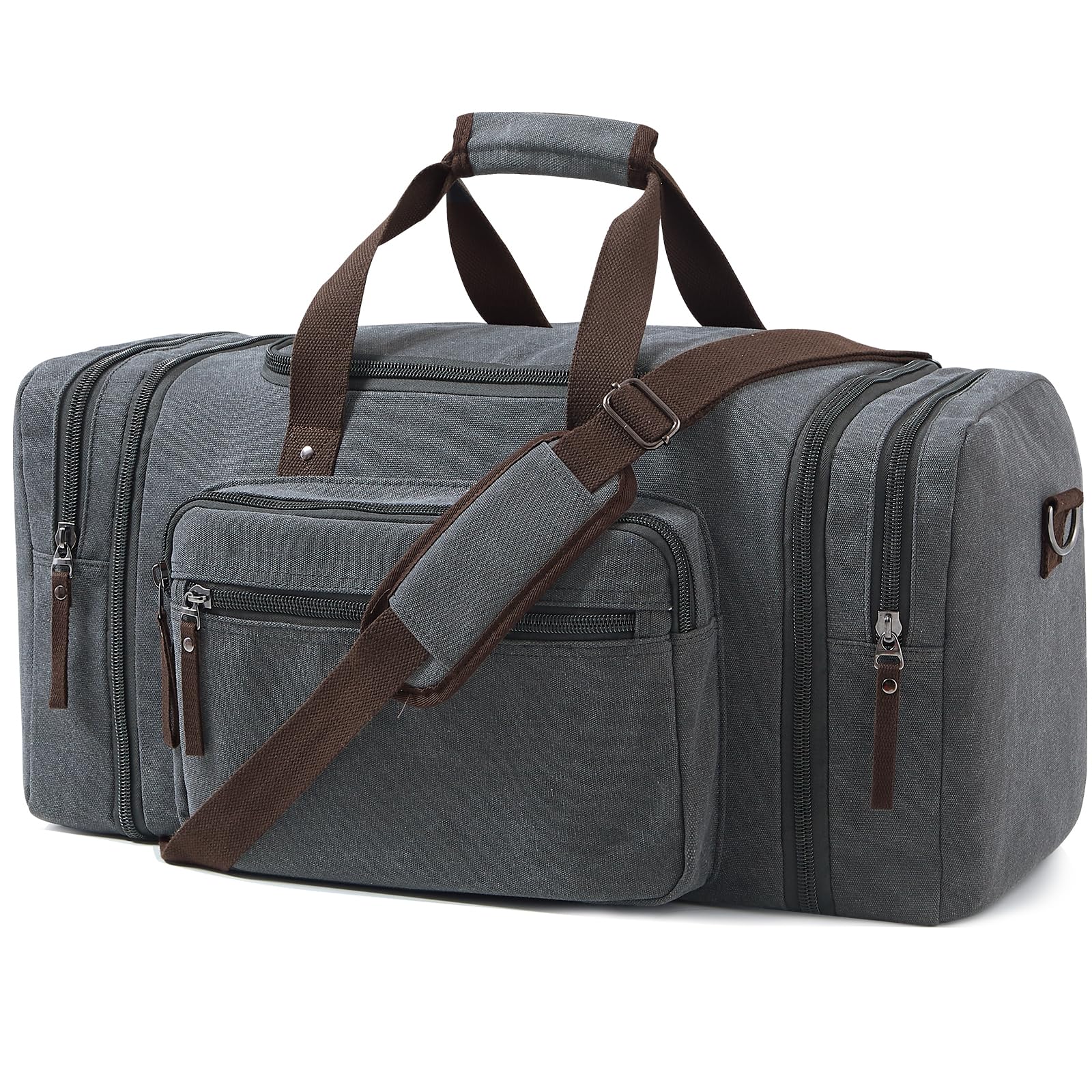 EKOROMIER Canvas Expandable Duffle Bag for Men Traveling, Luggage Travel Bag Weekender Overnight Bag,Mens Gym Carry on Duffel Bags