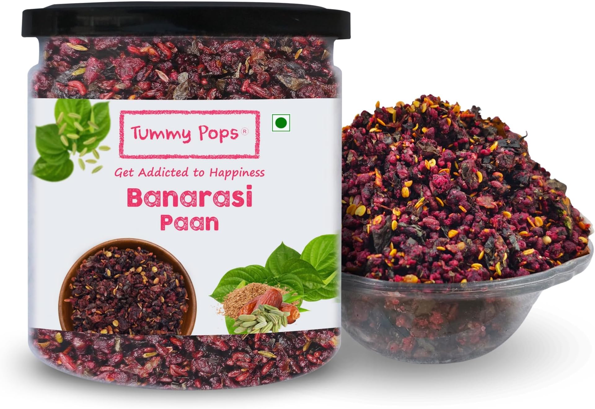 Tummy Pops | Premium Banarasi Paan Mix Without Supari | Hygienically Prepared & Packed | After Meal Digestive Mukhwas, Authentic Sweet Mouth Freshener (Banarasi Paan, 300gm)