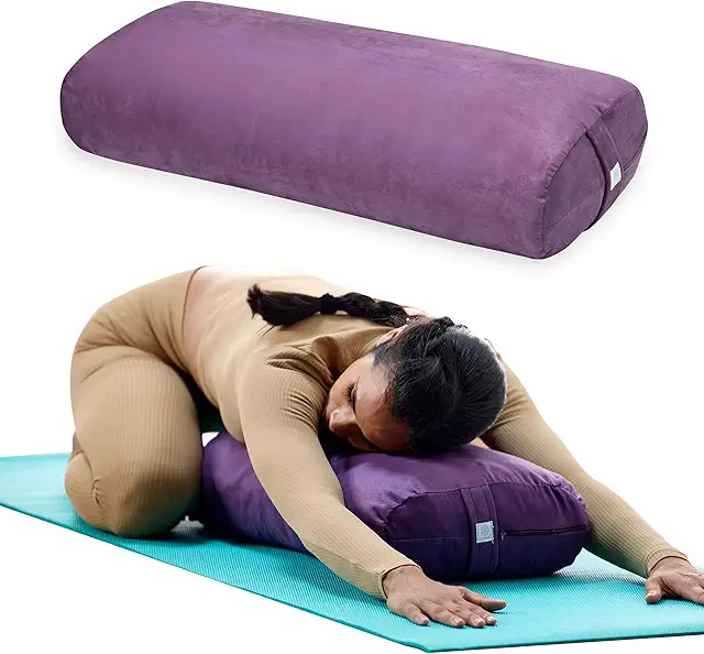 Almohada de Yoga Rectangular Larga - Cojín de Meditación con Relleno Natural y Asa