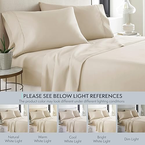 Miniatura 4 de HC COLLECTION - Juego de sábanas y fundas de almohada de tamaño matrimonial cbolsillos de 16 pulg de profundidad, resistente a la decoloración y