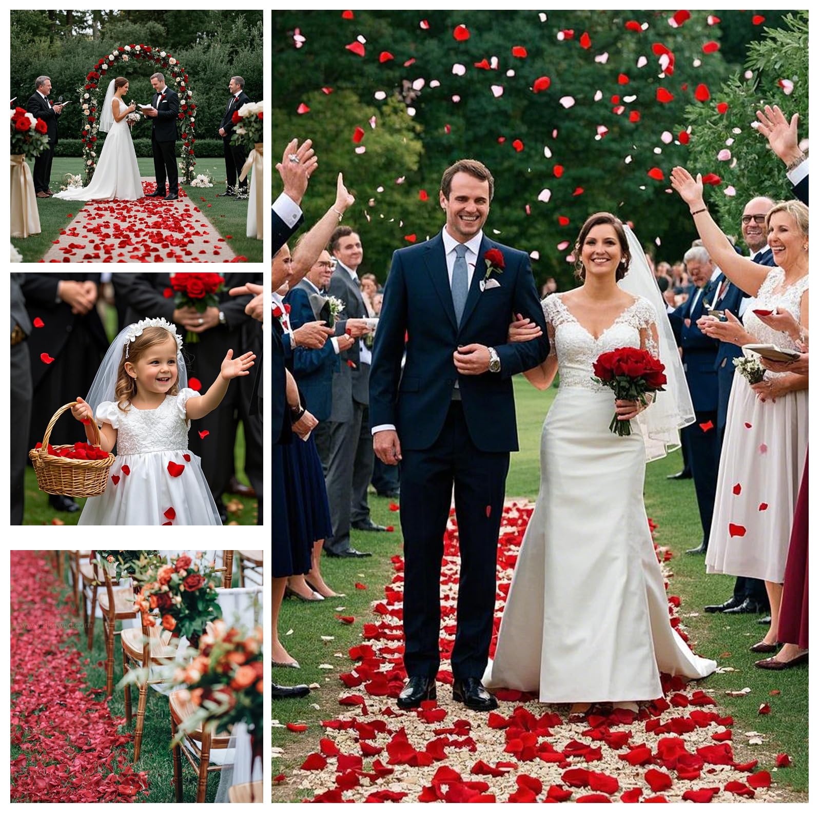 Eslibin 340 petali di rosa rossi veri, 89,9 g, petali di coriandoli per matrimoni, damigelle d'onore, da lanciare a feste di nozze, notte romantica, addio al nubilato, San Valentino