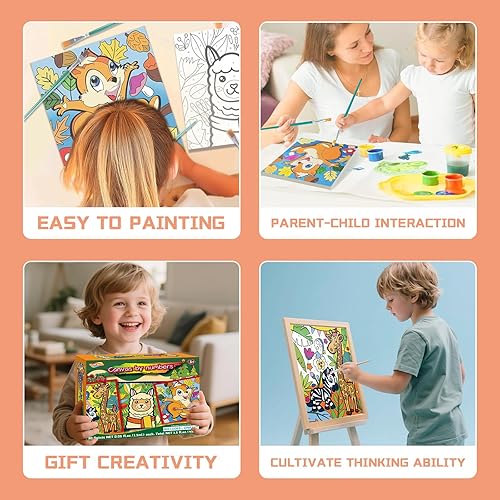 Miniatura 5 de Sixth Space Pintura por números para niños de 4 a 8 años, pintura al óleo acrílica preimpresa para principiantes, incluye lienzo enmarcado (8 x 10,