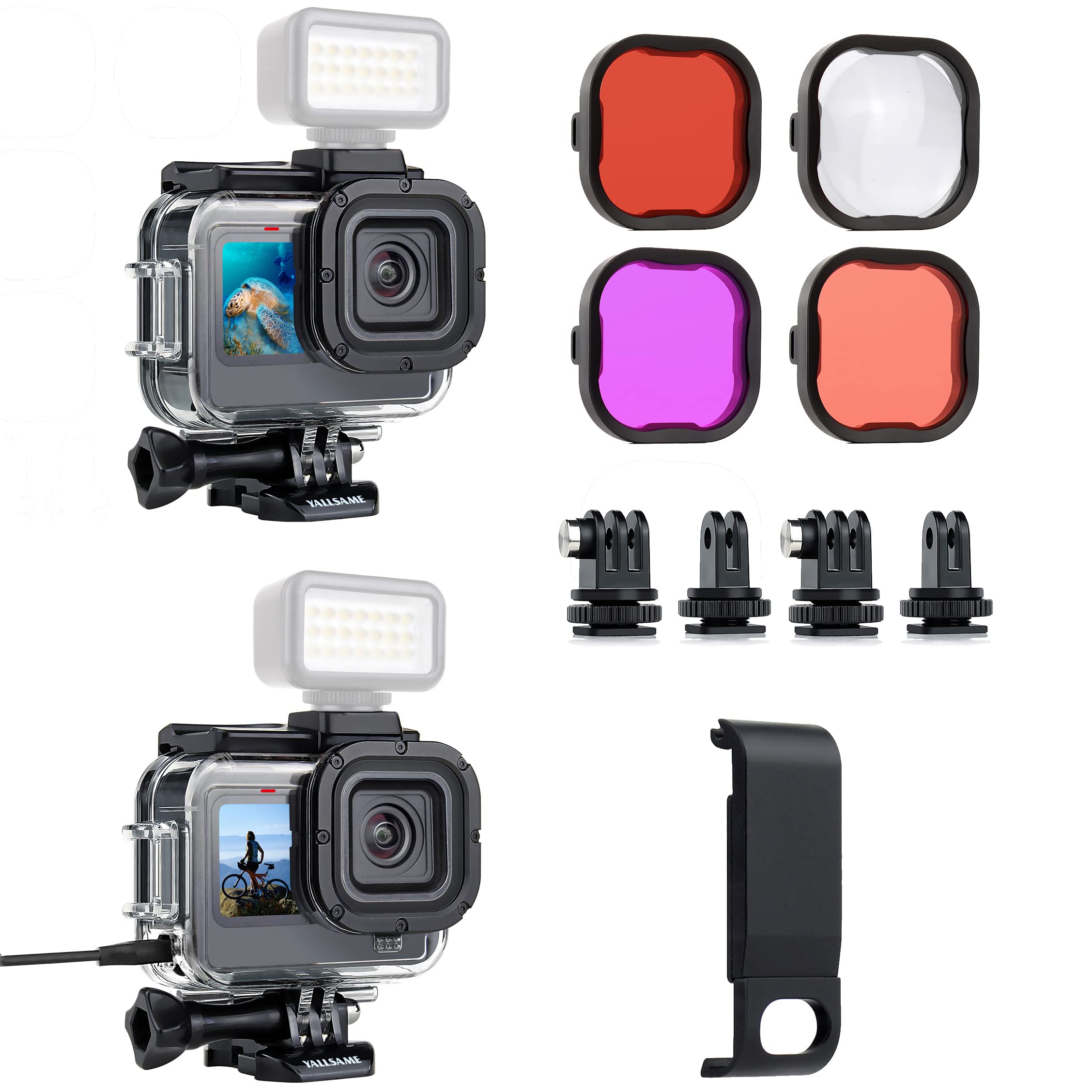 YALLSAMEWaterproof Case with Dive Filter & Skeleton Housing with Battery Cover for GoPro Hero 10 9
