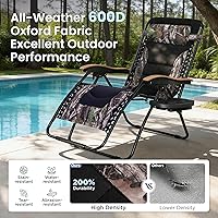 Vista 6 de PHI VILLA Juego de 2 sillas acolchadas XXL de gravedad cero, reclinables plegables para patio, asiento antigravedad de 30 pulgadas de ancho