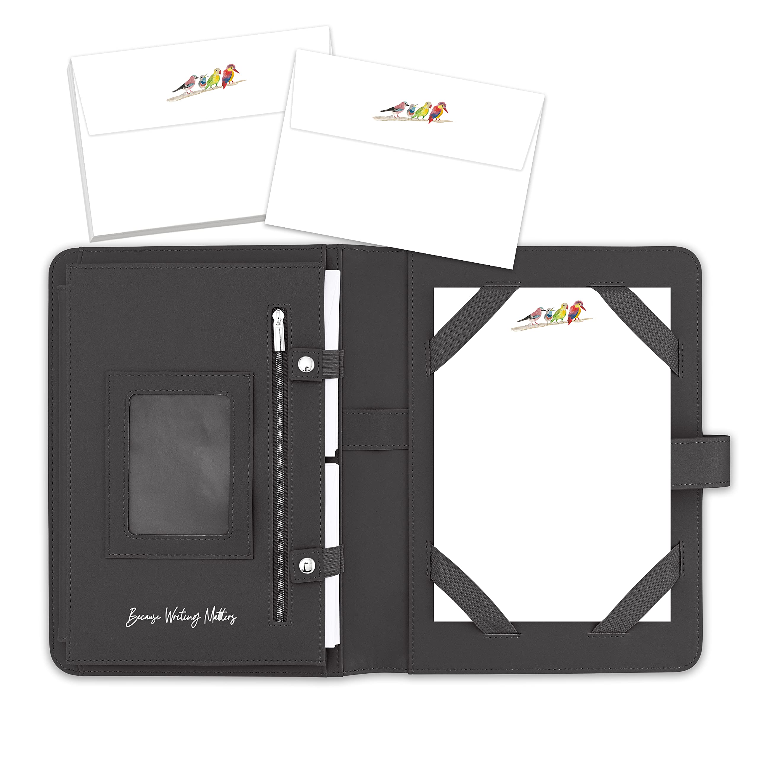 Me Loovely Birds Letter Writing Paper and Envelopes Set A5 Size Papers Stationery Supplies for Writing Invitations Correspondence (20 Letters & 20 Envelopes with Black Organiser)