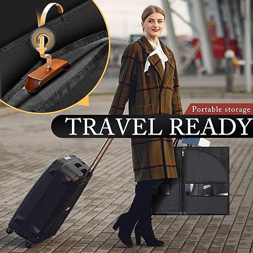 Miniatura 3 de Paquete de 5 bolsas de traje de 40 pulgadas para viajes y almacenamiento, bolsas de ropa para colgar ropa con cremallera y ventana transparente