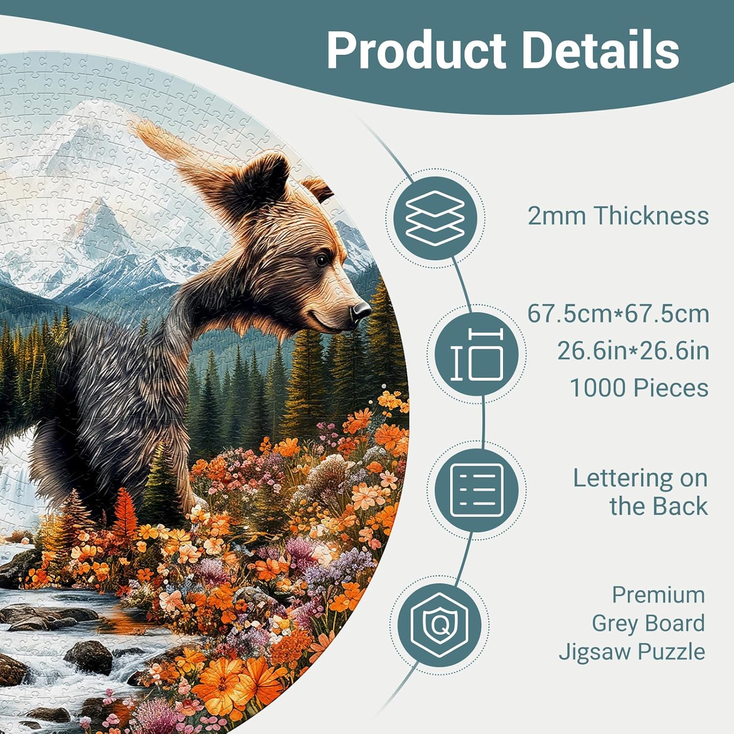 1000 Piece Puzzle for Adults - Bear and Nature Jigsaw Puzzles - Brain Teaser Adult Puzzles - Christmas Birthday Gifts for Women/Men