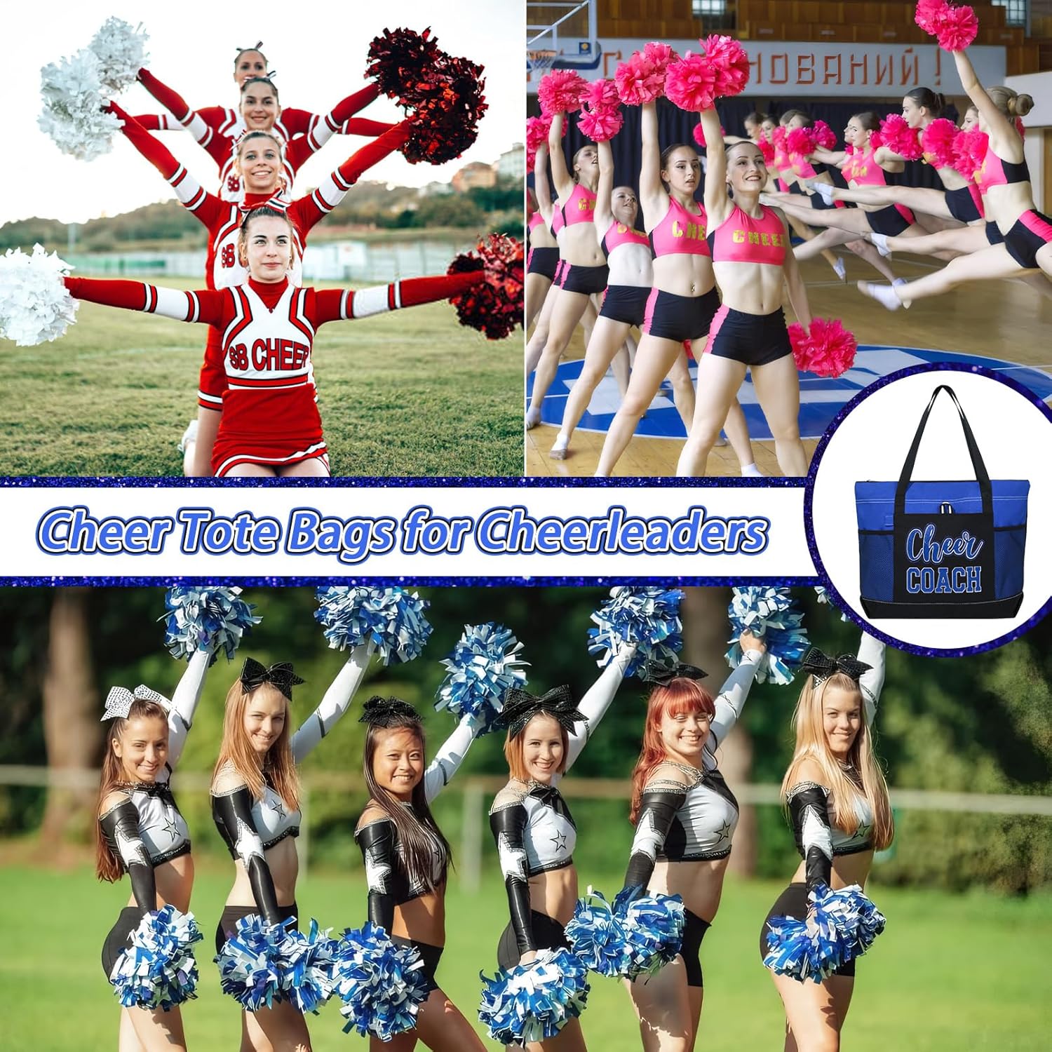 Aileam Cheer Coach Tote Bag for Cheerleaders Cheerleading Coach Gift Large Canvas Cheer Bag with Zipper Reusable Shopping Bag for Cheerleader Cheer Stuff Organizer for Girls Coaches - Image 7