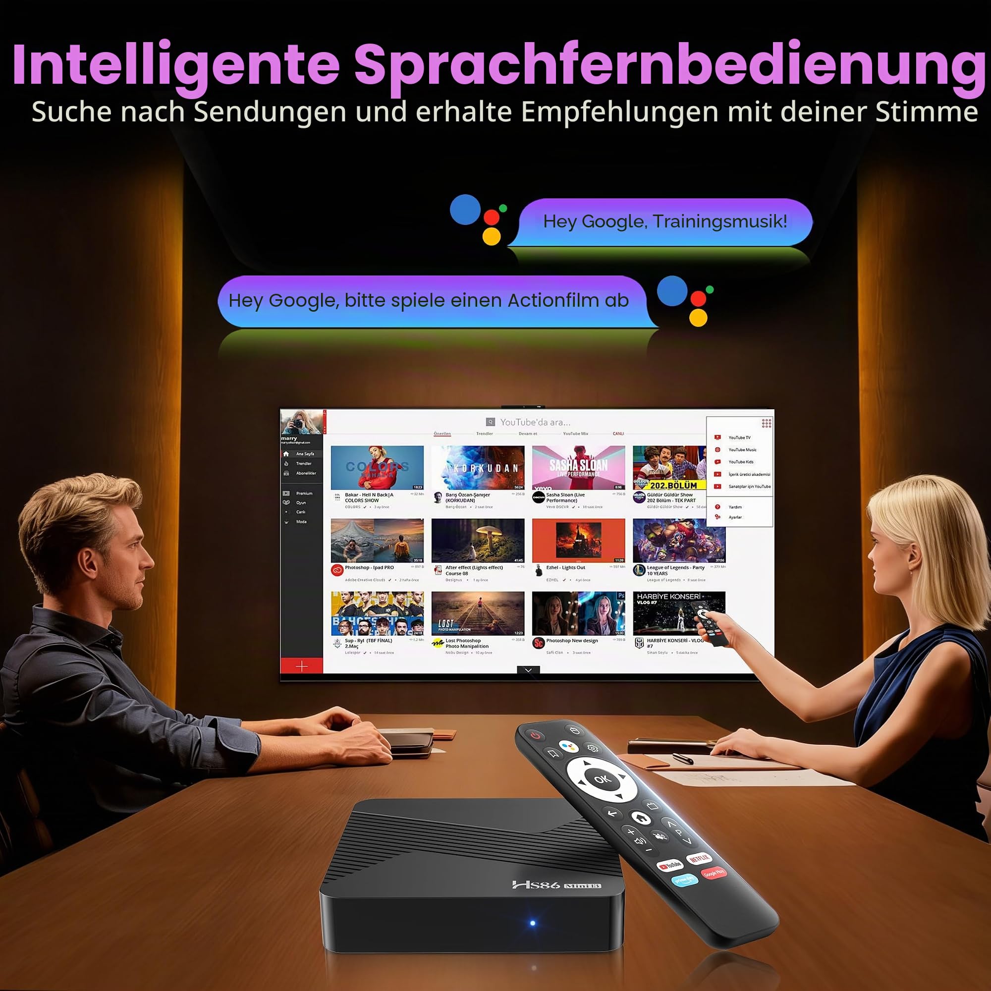 Smart TV Box Android 14.0 4K@60FPS, 2026 Neueste Android Box RK3528 RAM 4G ROM 32G WiFi6 Enternet 10/100M Bluetooth 5.0 USB 3.0 Unterstützt 3D HD Internet TV Box HD Smart Media-Streaming-Clients HS86
