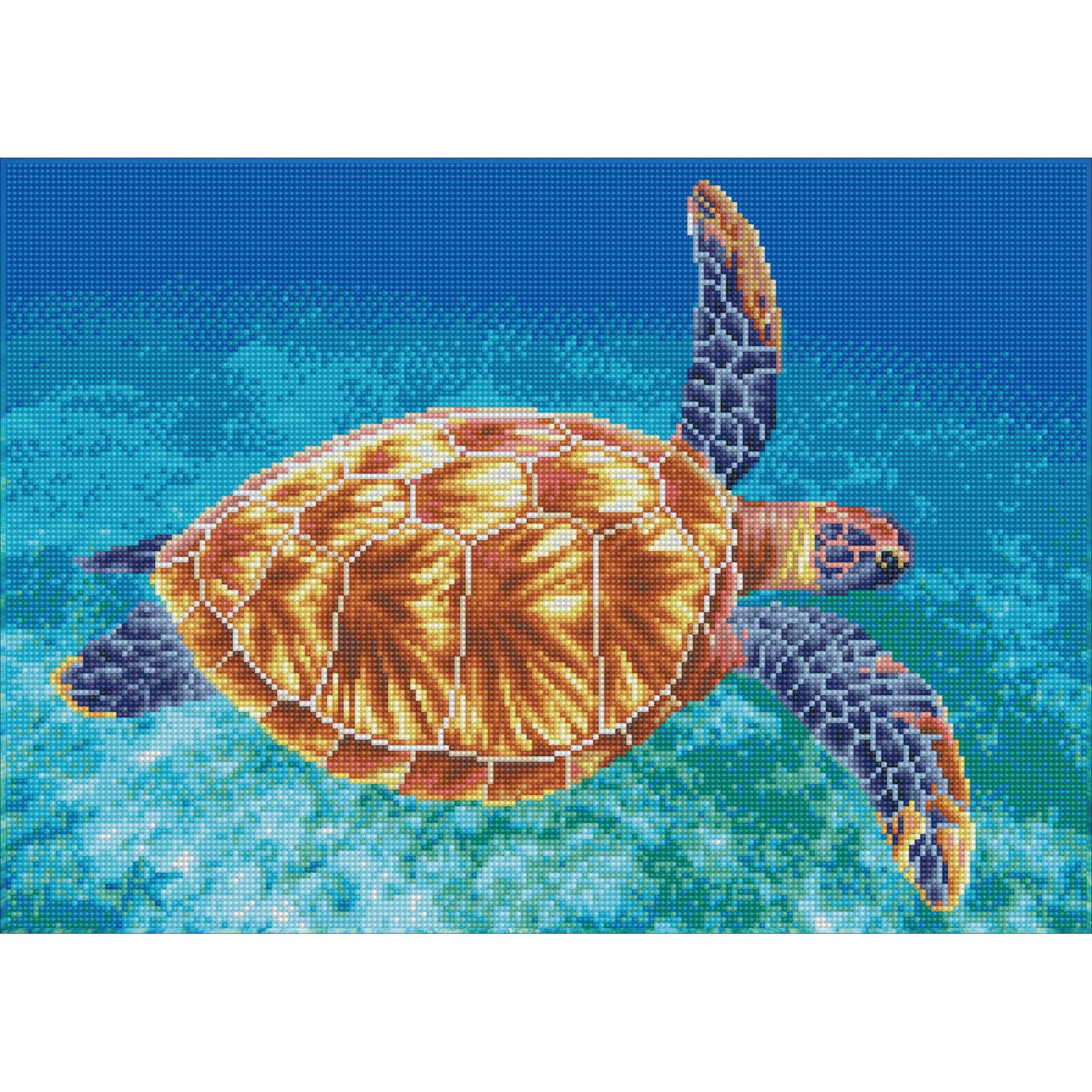 Diamond Dotz DQ10-013 Squares Graceful swimmer, ca. 37 x 52 cm groß, Diamond Painting, Malen mit Diamanten, funkelndes Bild zum Selbstgestalten, für Kinder und Erwachsene