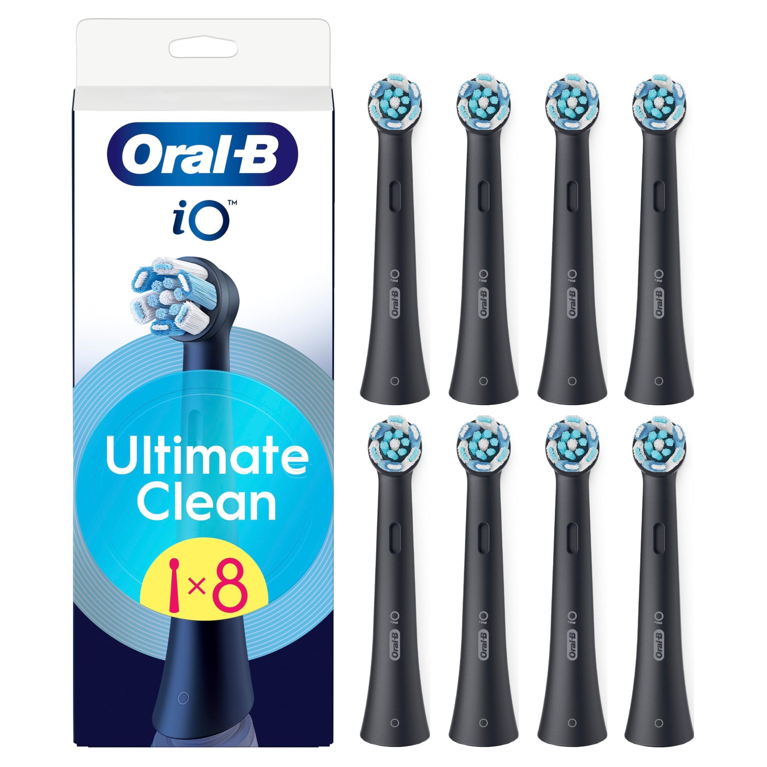 Oral-B Ultimate Clean Ersatzbürsten, Schwarz, Tiefenreinigung, Entfernung von Zahnbelag, runde Bürste für elektrische Oral B iO, 8 Stück