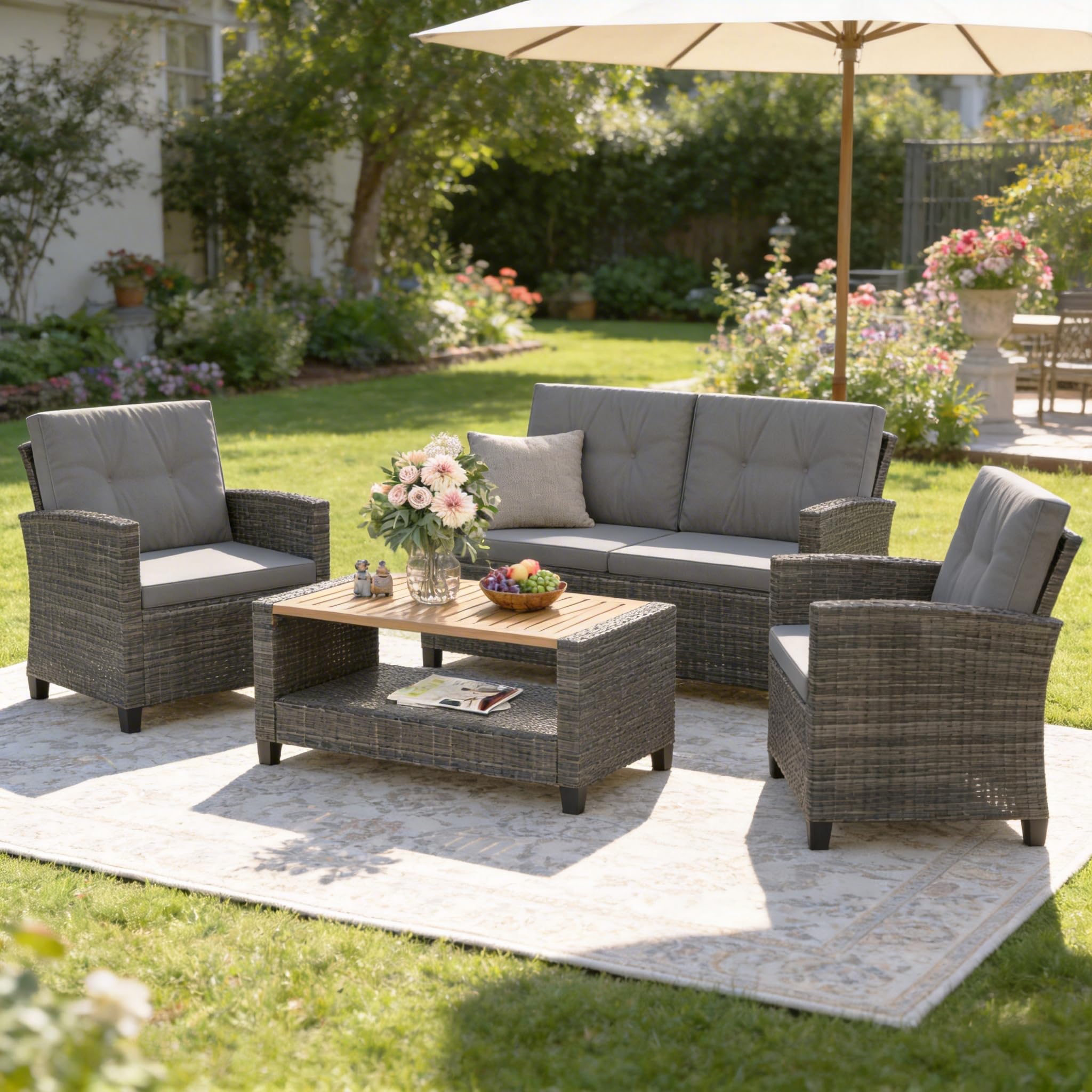 Wisteria Lane Patio Furniture Set, Wicker Outdoor Furniture for All Weather