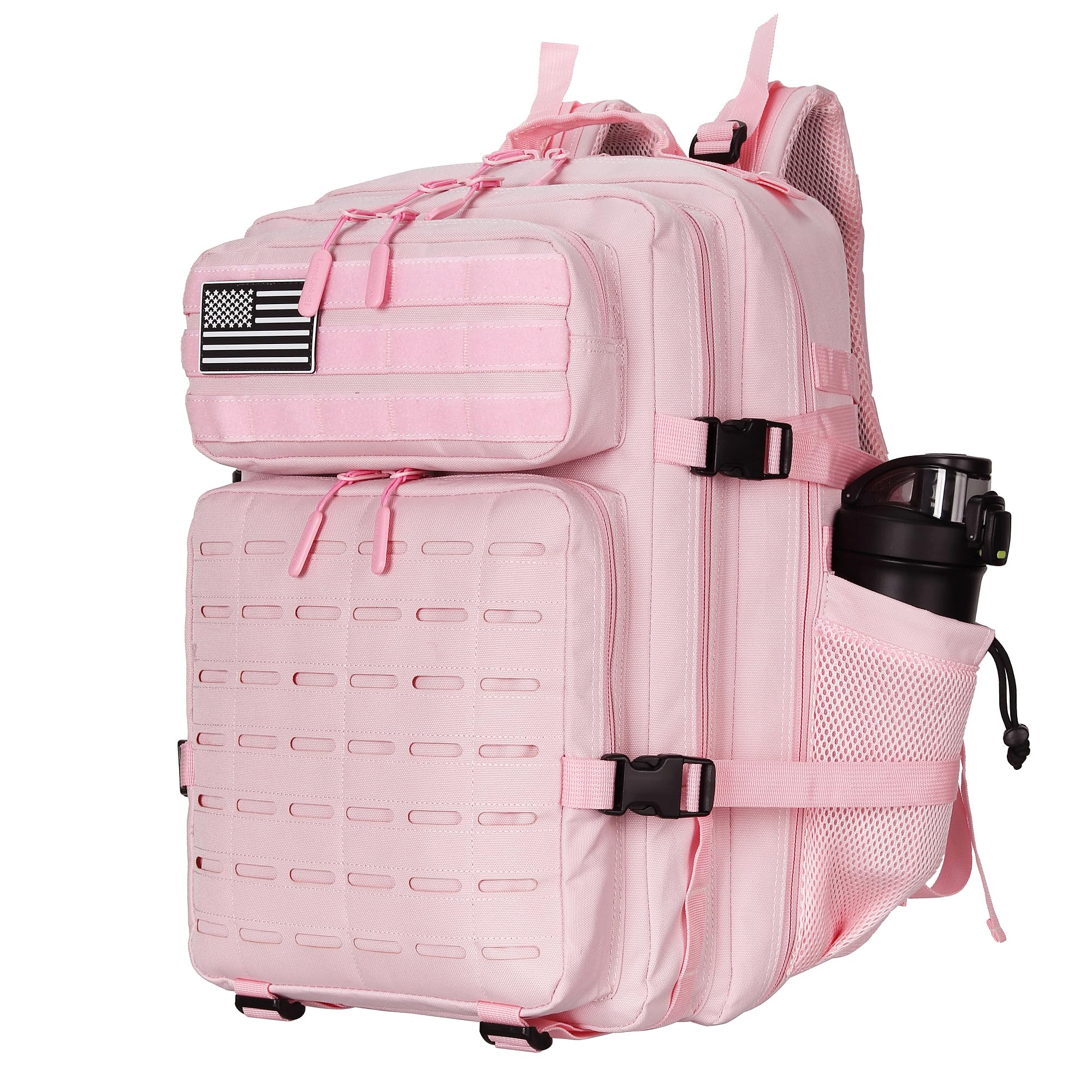 Military Tactical Backpack 45L/25L 3 Day Assault Pack Molle Daypack Hiking Backpack for Men and Women (Pink, 45L)