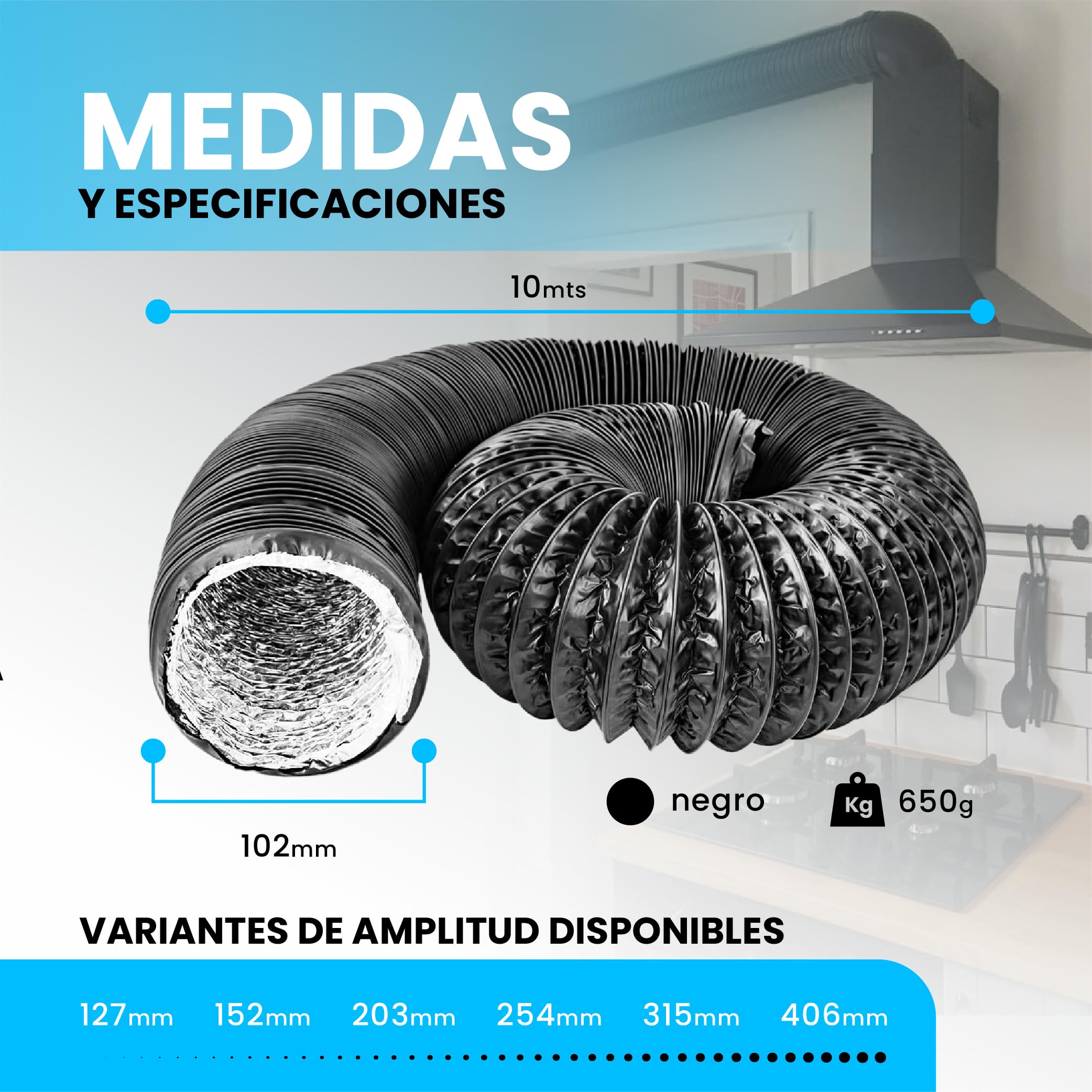 Tubo Flessibile Ventilazione 100 Mm X 10 M | Alluminio | Estrattore Aria - CONTROL GARDEN - Foto 3