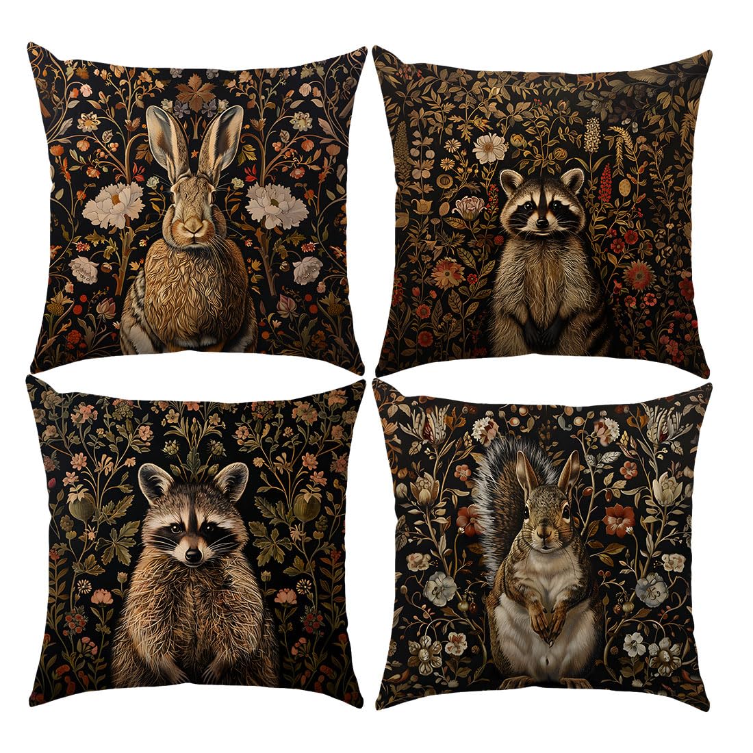 ORMAN Easter Pillow Covers 18x18 Set of 4 Easter Throw Pillow Covers with Bunny Vintage Plaid Home Decor Cushion Covers for Sofa Bed Couch