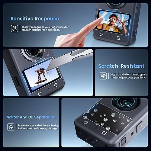 Miniatura 6 de STARTRC PHOTO Juego de película protectora de pantalla (paquete de 2) y tapa de lente para accesorios OSMO 360, película de pantalla LCD de vidrio