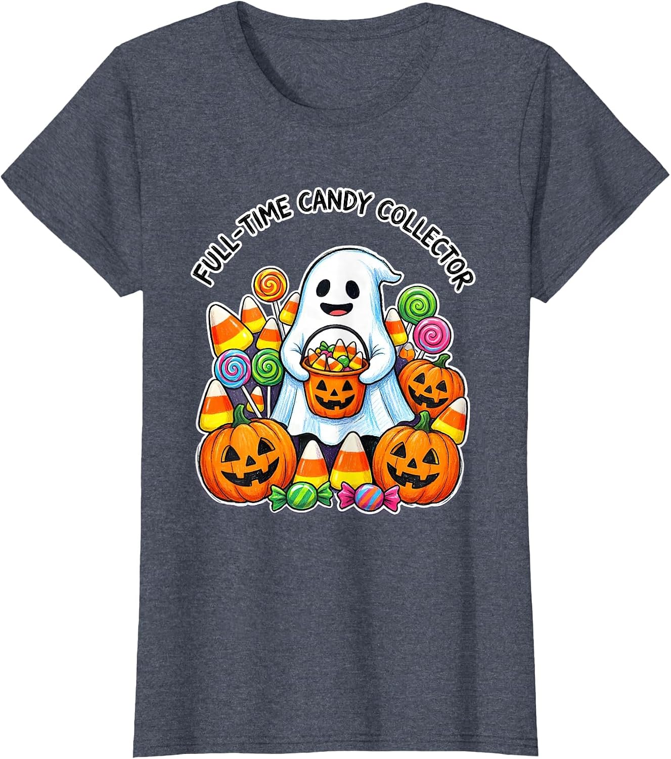 Women's Full-Time Candy Collector Halloween Kids Design T-Shirt image 3