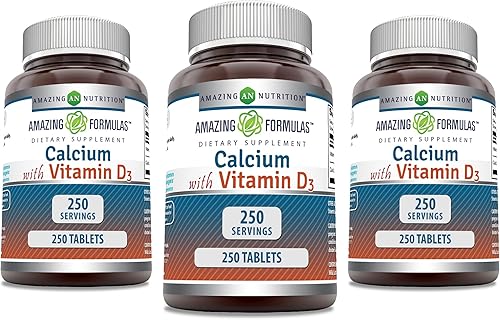 Miniatura 4 de Amazing Formulas Calcio con Vitamina D3 500 Tabletas Suplemento  Sin OMG  Sin gluten  Fabricado en Estados Unidos