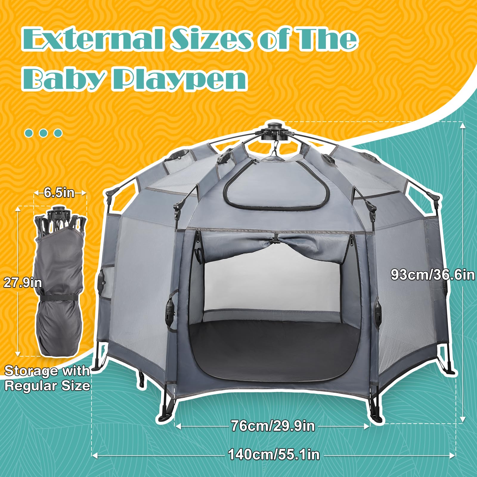 Babepai Pop Up Playpen for Babies - 55.1