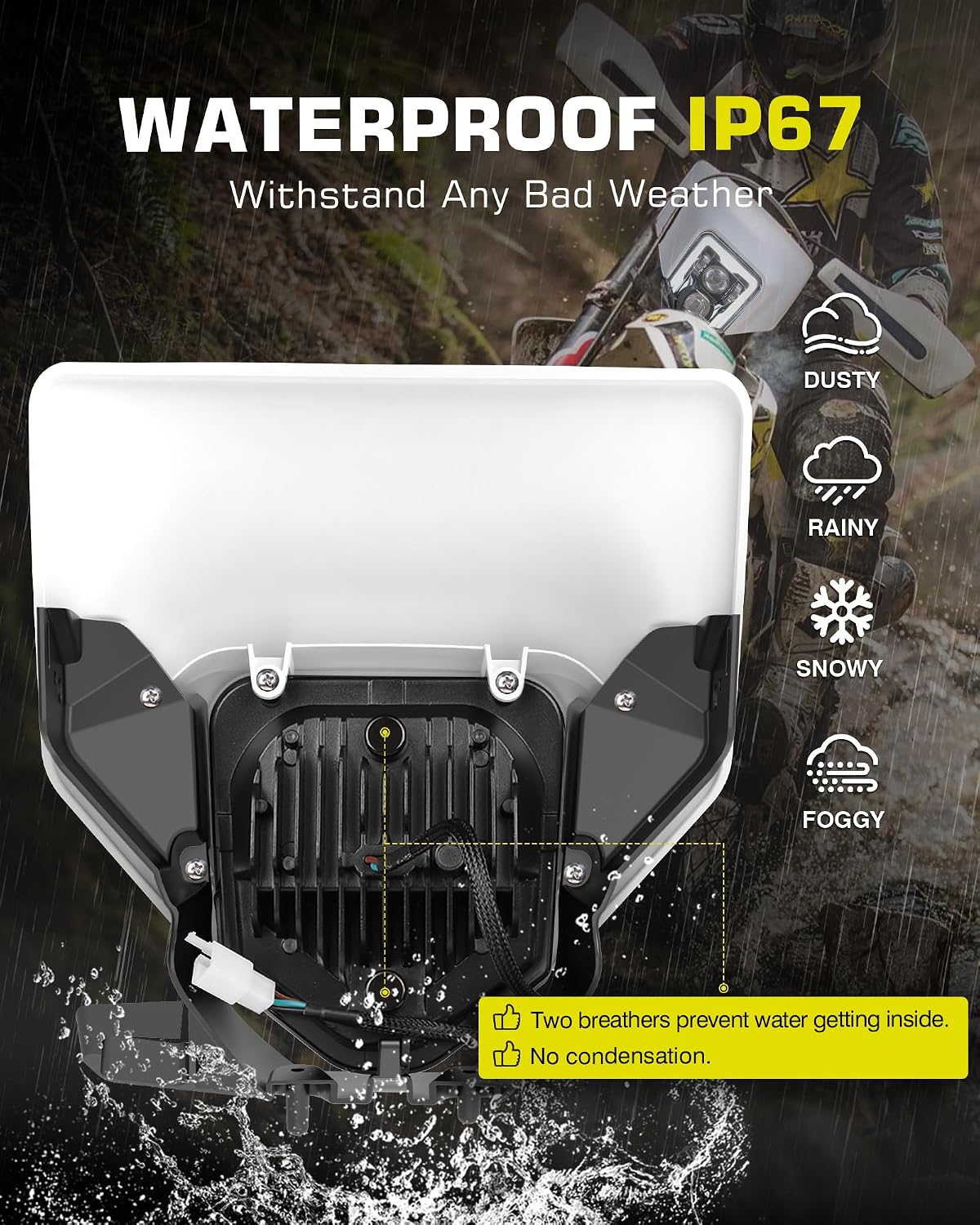 Dirt Bike LED Headlight 78W 3200LM w/Bezel DRL High Low Beam Compatible with Enduro Motorcycle Pit Bike 2017-2024 FE250 350 350S 450 501 501S 701 701SM TE150 150i 250 250i 300 300i TX125 FC250 350 450
