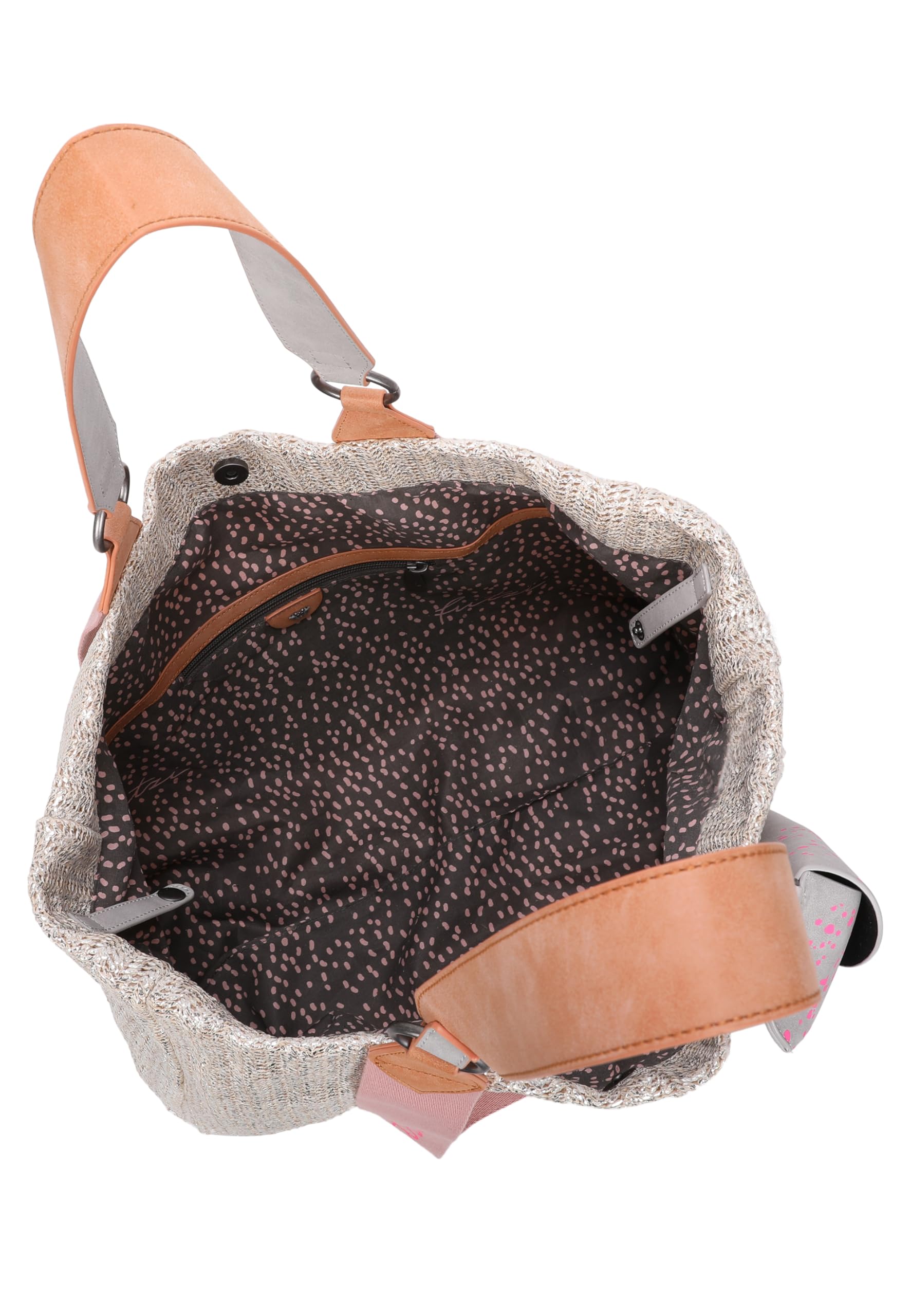 Fritzi Izzy Medium Limited Painted Straw Shopper Strohtasche Damen Sommer Festival Brillenetui-Anhänger Raffia-Optik 29 x 42 x 15 cm - Silver Jade, Nut, Nature, Black