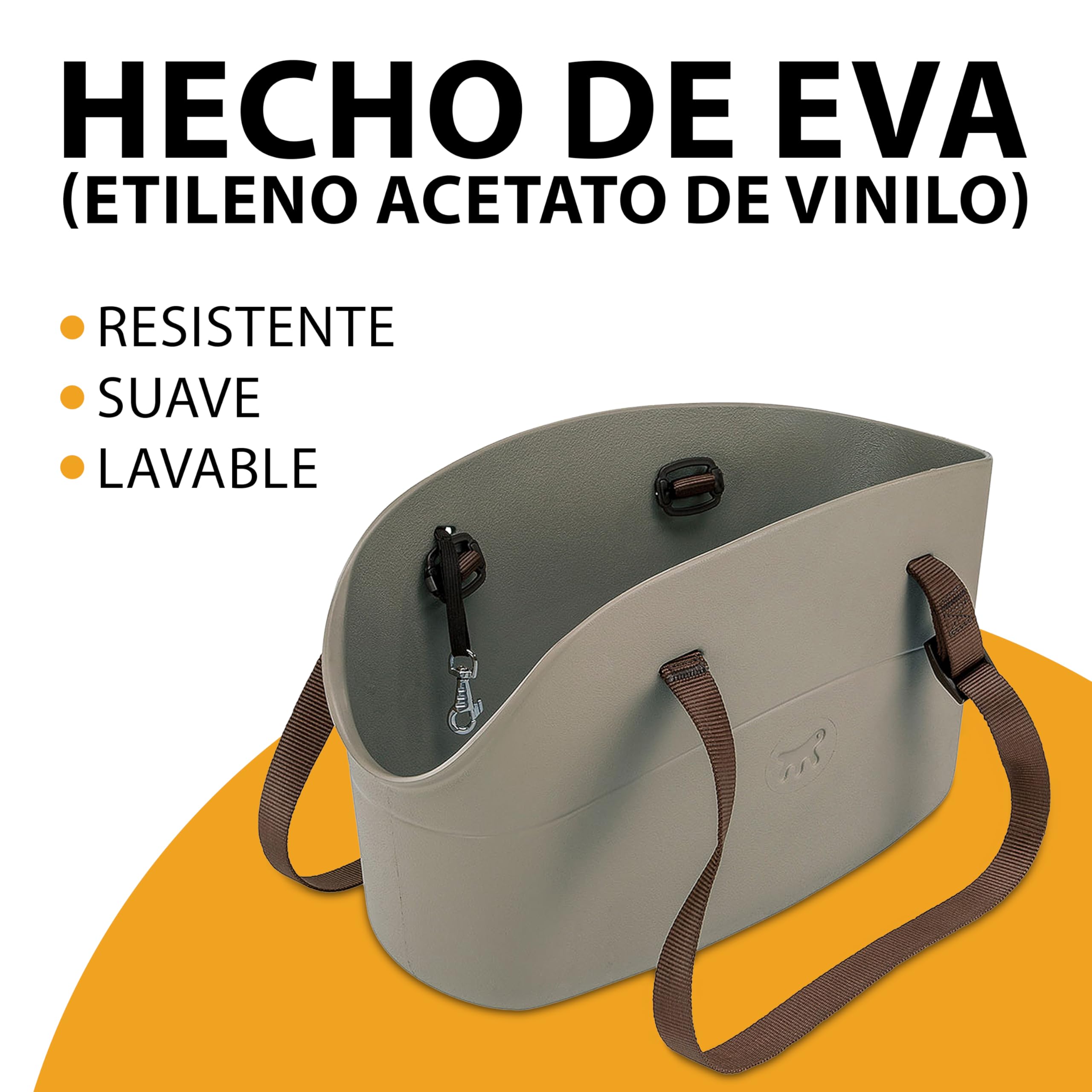Ferplast Bolso para Perros Transportín Perro de hasta 8 kg. Transportín Gato, Plástico Engomado, Impermeable y Lavable, Asas Ajustables, Correa de Seguridad, 43,5 x 21,5 x 27 cm. Gris