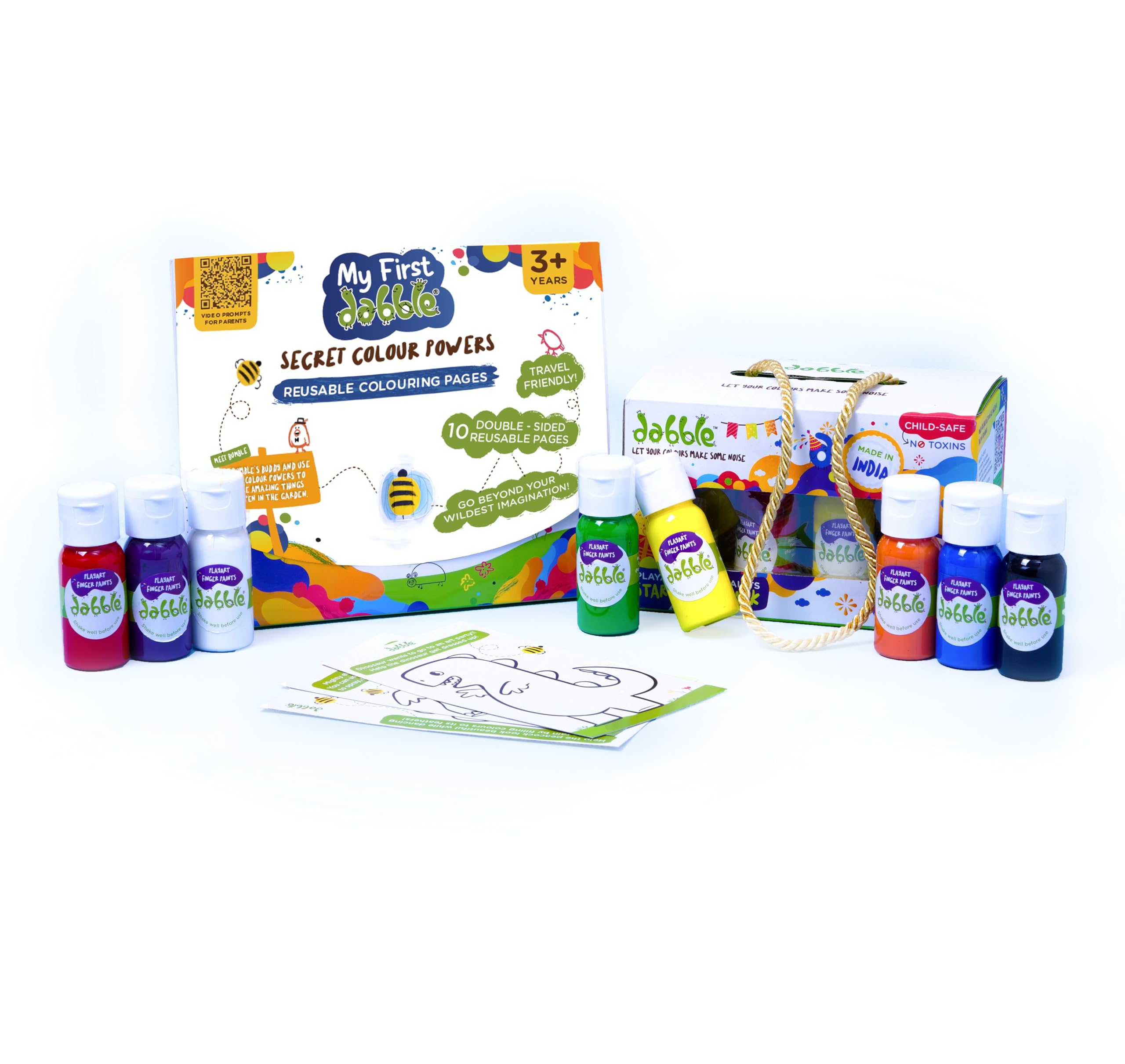 dabble Combo Gift Pack| Reusable colouring pages kit for kids 3 years+| Non toxic Mini Finger Paints| Easy Wash, Long lasting paints| Art & craft activity DIY kit | Preschool Birthday Return Gift (B0D5CXTV3W) Amazon Price History, Amazon Price Tracker