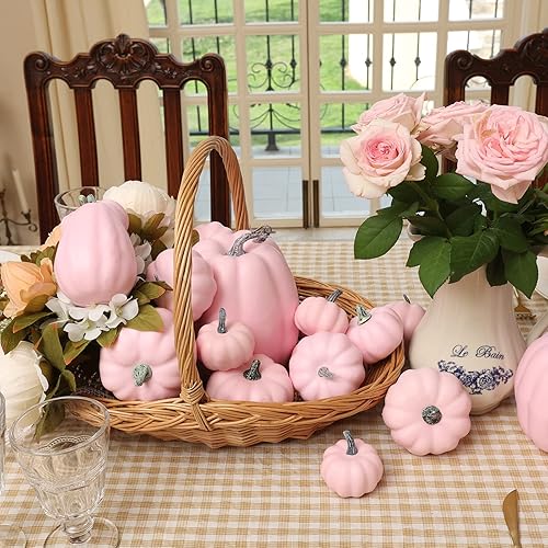 Miniatura 5 de joyhalo Decoración de calabaza de otoño, paquete de 14 calabazas falsas grandes para decorar exteriores, calabazas artificiales de cosecha,