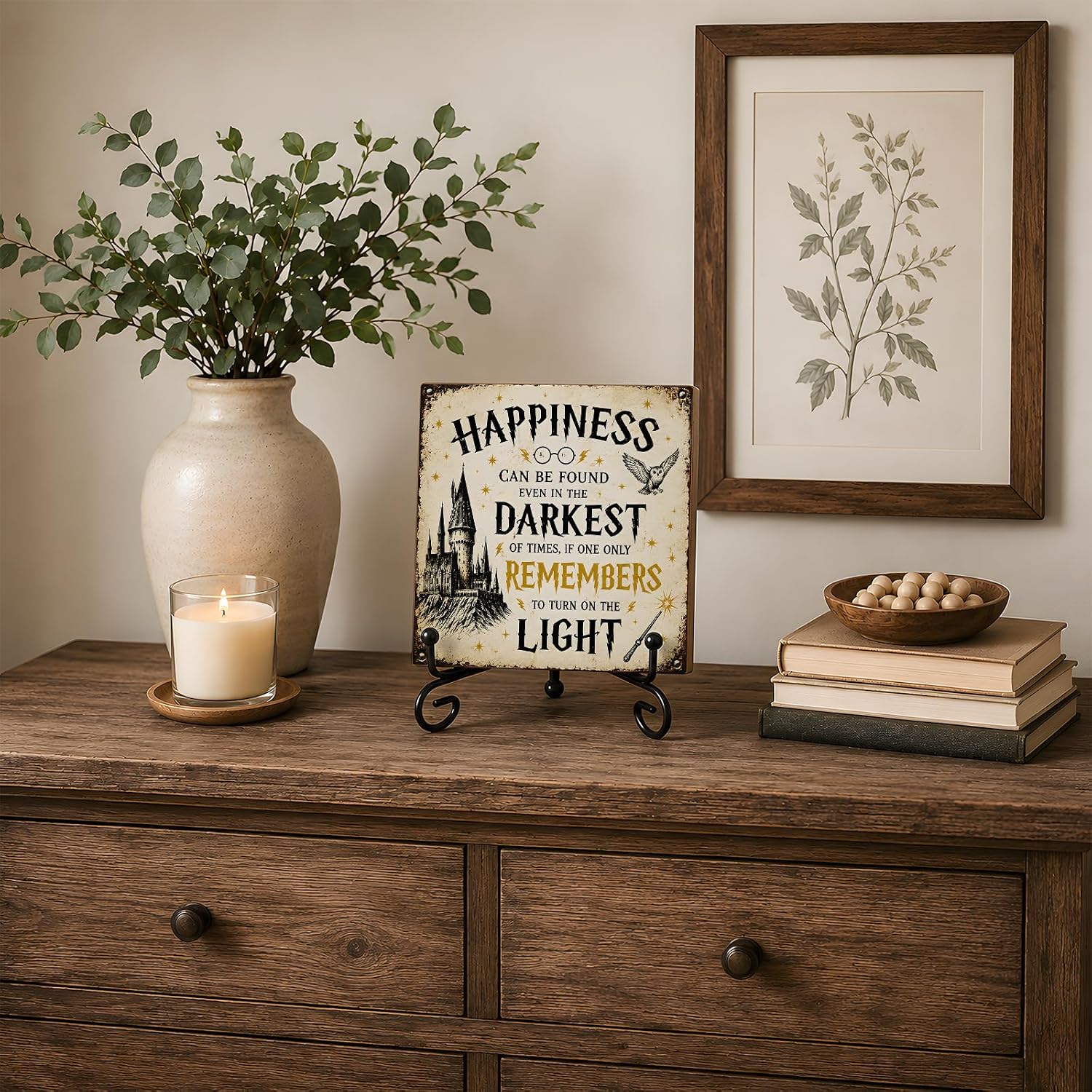 5x5 Happiness Can Be Found Magic Castle Wood Sign with Iron Stand image 4