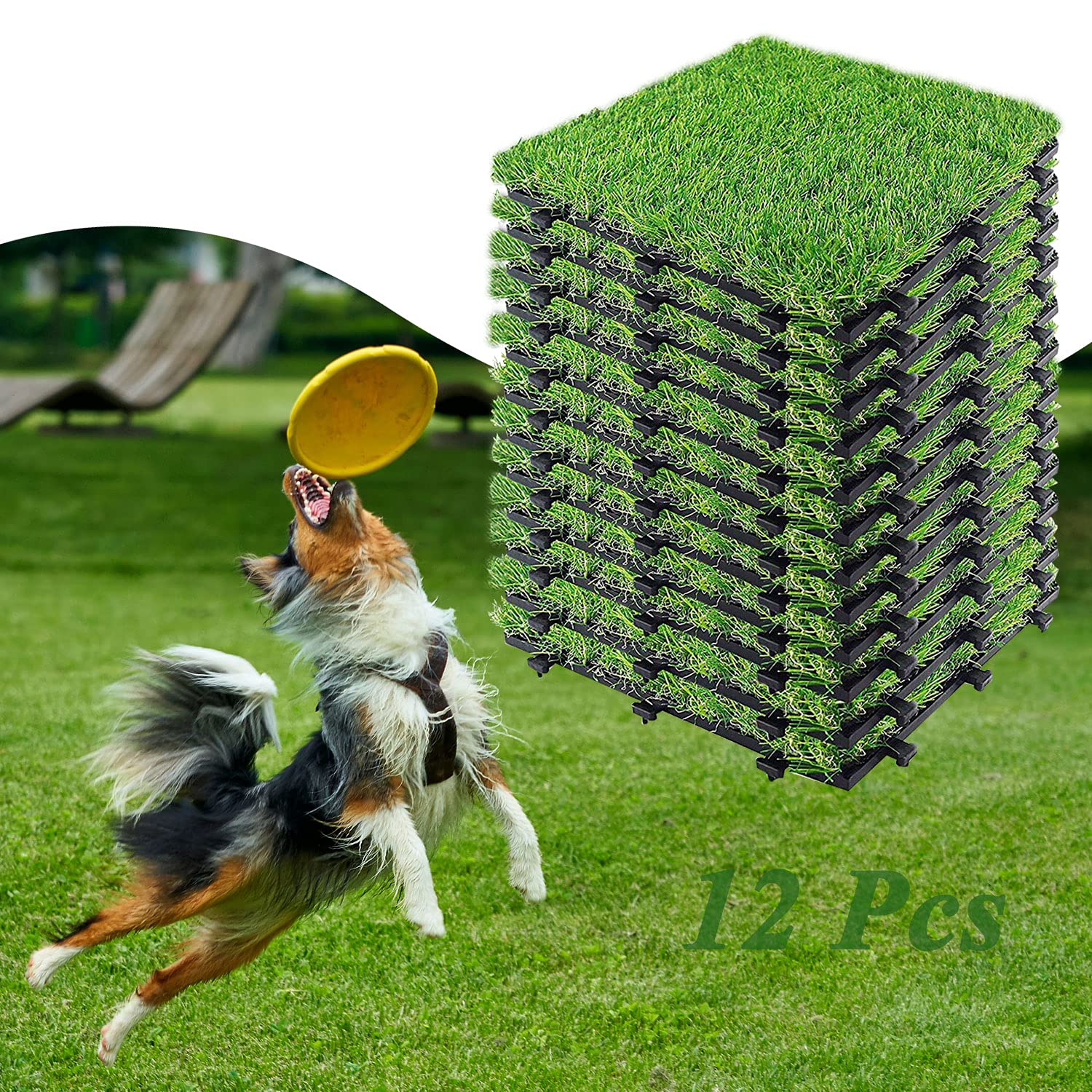 Buy VAIIGO 12Pack Artificial Grass Turf Lawn Tile, 12 x12Inch