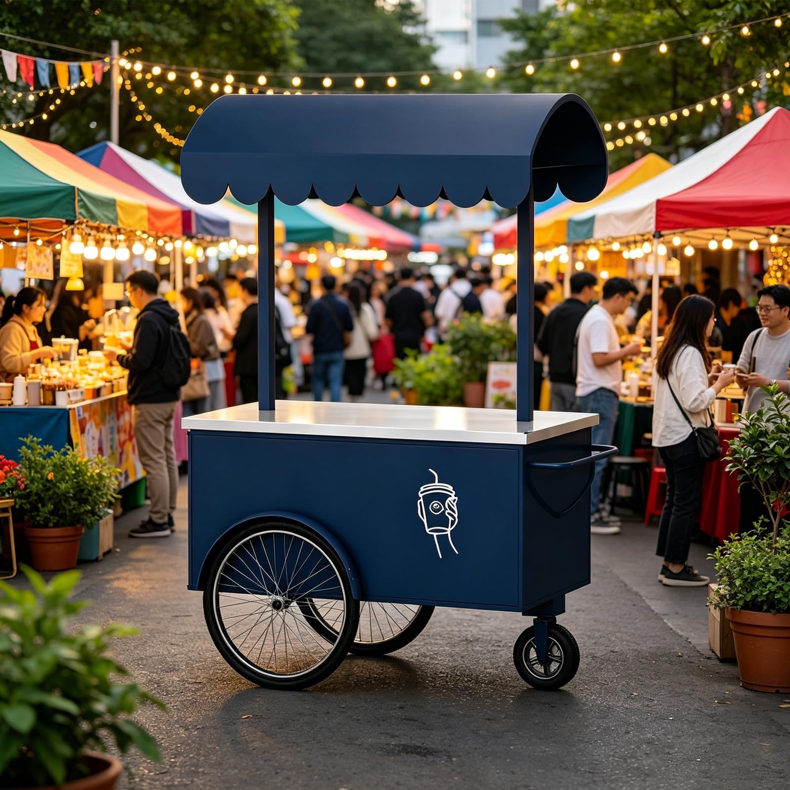 HeavyDu le Vendor Carrello con tettoia Lo Ruote Display Alimentare Portatile nd per Mercati Agricoltori Eventi Outdoor ac Catering Concess
