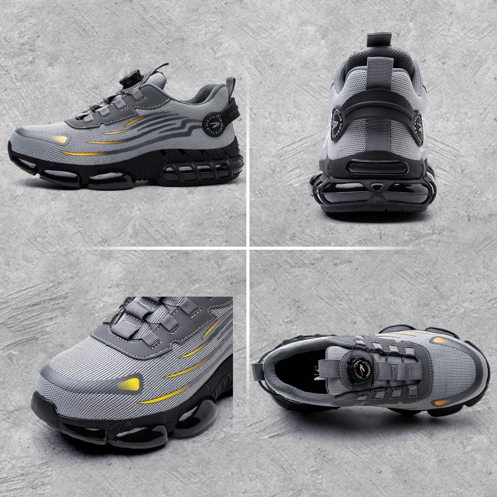 Gugifcto Scarpe Antinfortunistiche Uomo Donna Moda Sneakers Antiscivolo Leggere Traspiranti Rilascio Comode Rapido Scarpe Sicurezza con Punta in Acciaio 36-48 EU