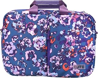 شنطة حمل أنيقة من القماش تحتوي على جيب رئيسي وأمامي بسوستة بتصميم مطبوع وحزام كتف مجهز متوافقة مع أجهزة اللاب توب المختلفة مقاس 15.6 بوصة من ايليت - متعددة الألوان