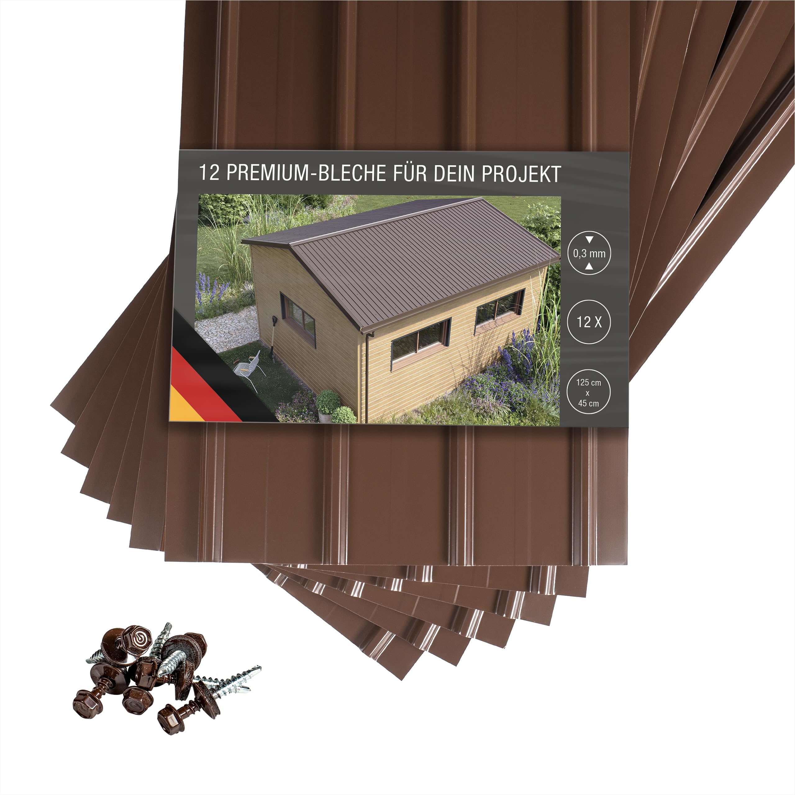 SMART Trapez-Abdeckblech Profilblech 0,3 mm 125 x 45 cm 6,75 m² Braun