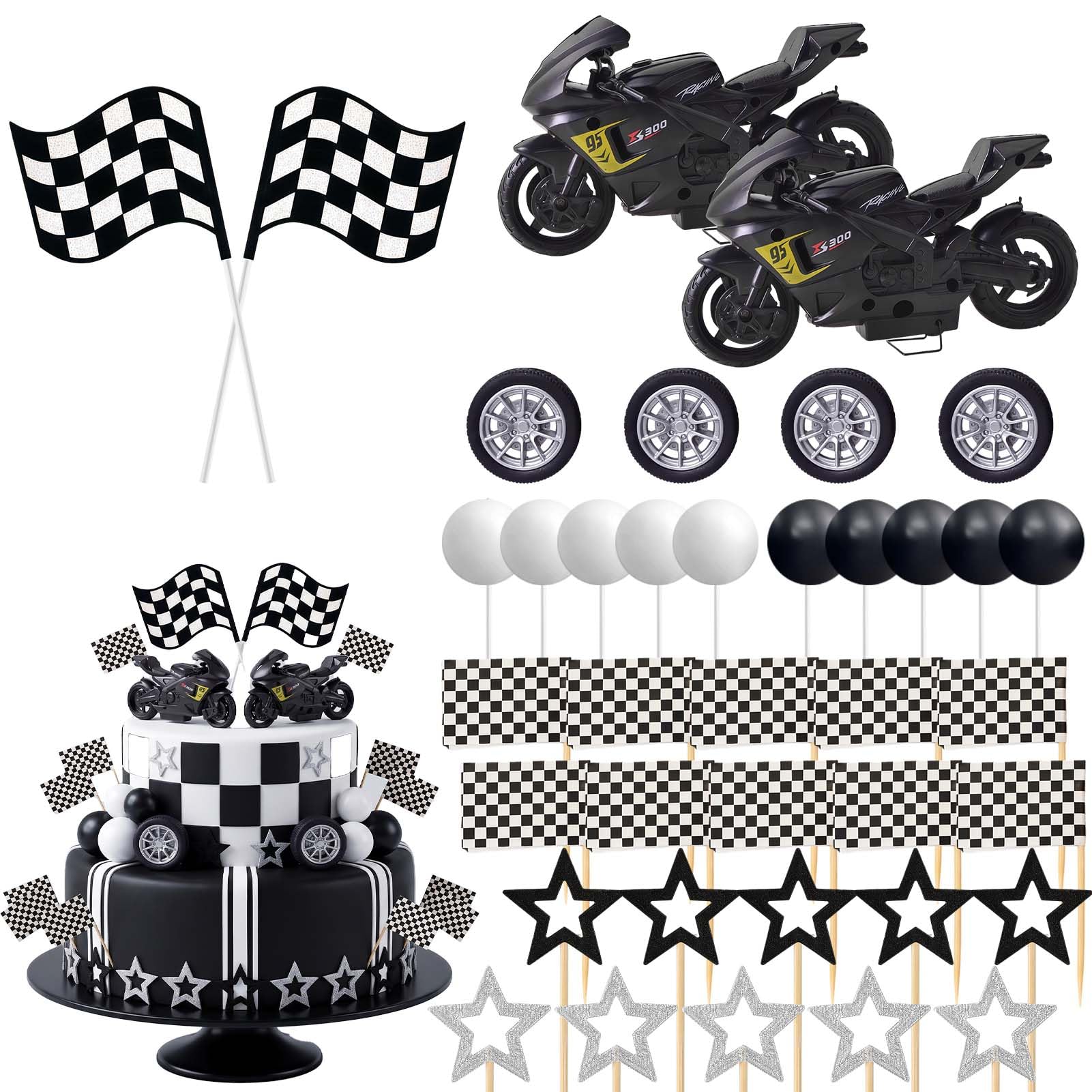 Dirt Bike Cake Decoration-36PCS Motorbike Theme Cake Topper