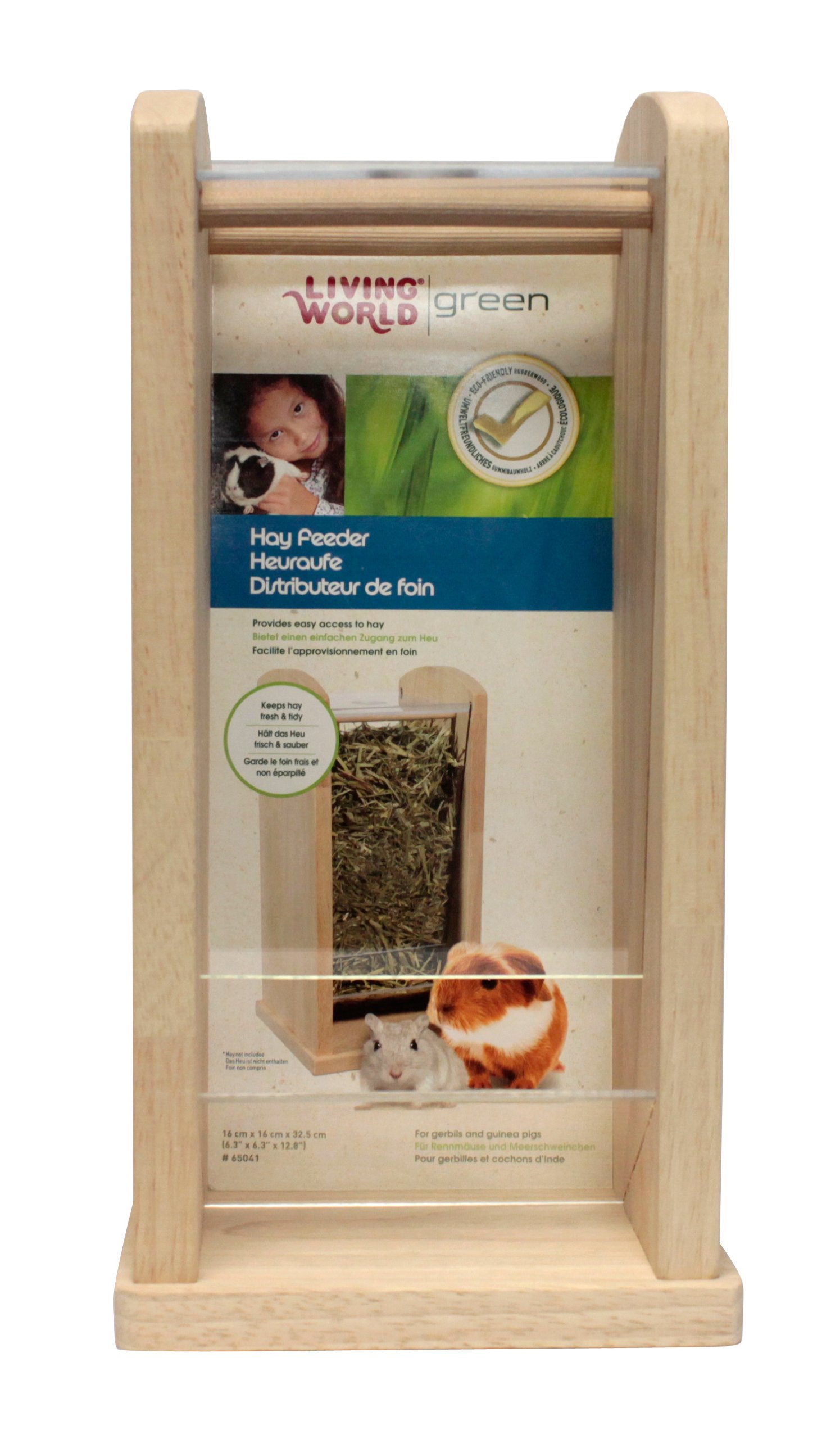 Living World GreenWood/Acrylic Hay Rack, Medium, 16 x 16 x 32.5 cm