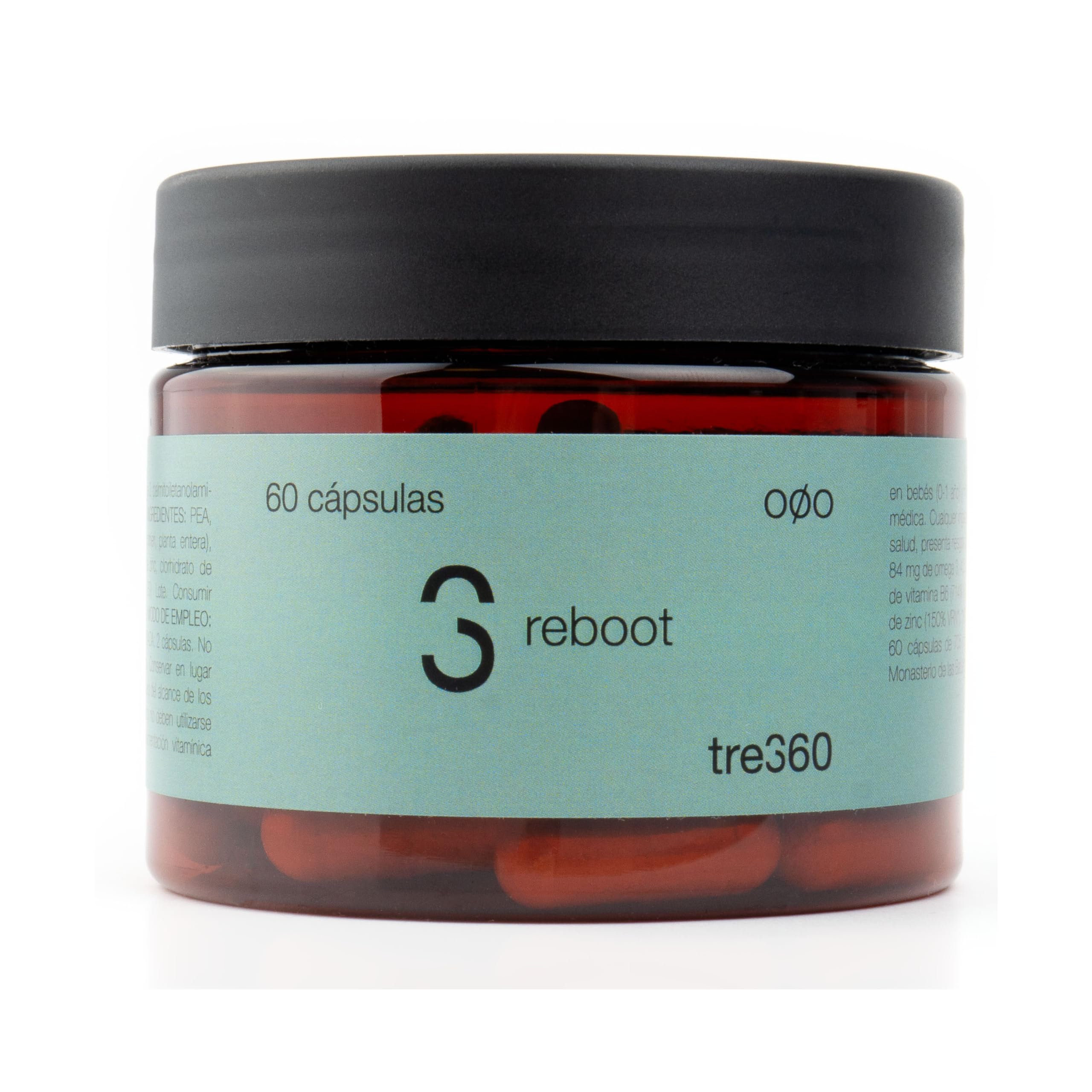 Tres60 - Reboot Complejo de Vitaminas B y Zinc – 60 Cápsulas – Con Omega 3 y Palmitoiletanolamida (PEA) – Suplemento Revitalizante para Energía, Sistema Nervioso y Reducción de Fatiga
