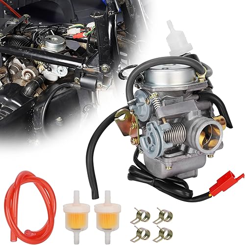GY6 Carburador de 0.945 in con filtro de combustible y línea de combustible para ciclomotores de 4 tiempos GY6 200cc ATV Go Karts Scooter