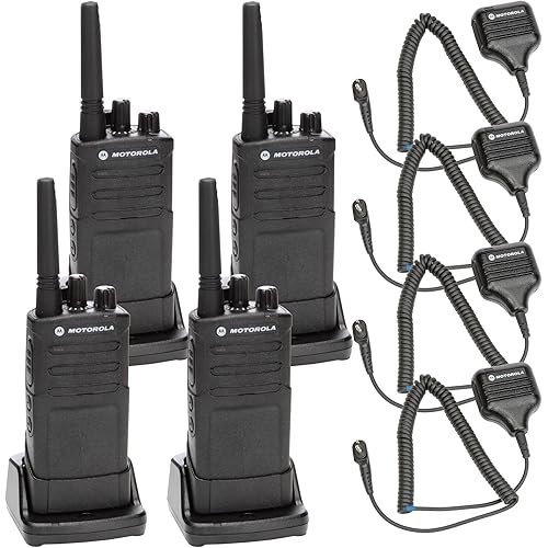 Motorola RMU2080 On-Site Rugged Two-Way Business Radio (RMU2080) + HKLN4606 Remote Speaker Mic (4-Pack)
