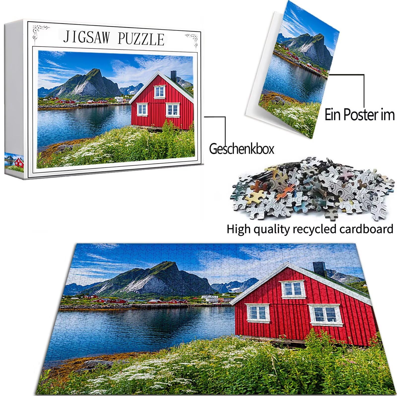 Krajobraz Puzzle 2000 sztuk duży rozmiar dla dorosłych, projekt kabiny z kompaktowym pudełkiem i plakatem, w zestawie do dekoracji ścian domu, prezent dla kobiet mężczyzn, drewno układanki 100 x 70 cm