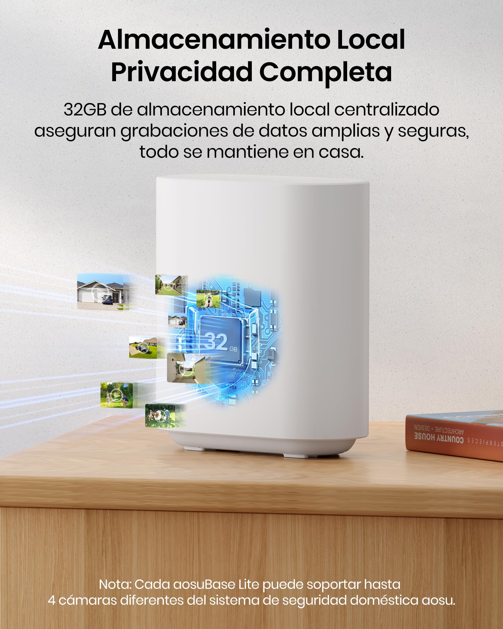aosu Cámara de vigilancia Exterior 2K batería de 240 días 2 Kit Aosubase 32GB Local sin ABO cámara inalámbrica Sensor de Movimiento Alarma de luz y Sonido Audio bidireccional (2K 4-Set con Aosubase) | Autonomía de hasta 240 días, ultra gran angular, audio