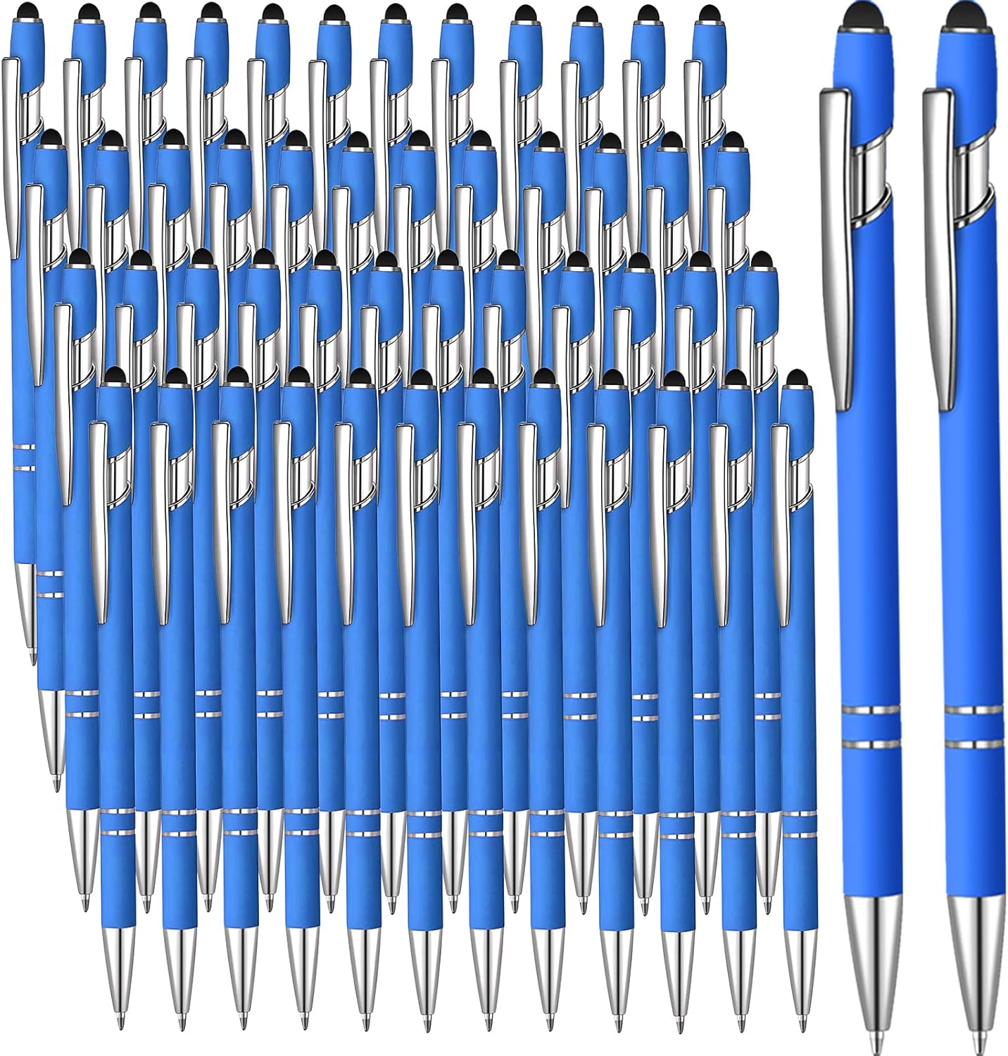 100 Pcs Ballpoint Pen with Stylus 2 in 1 Ballpoint Pen for Touch Screens, 2 in 1 Thank You Pen Gift for Colleagues, Coworker, Office (Blue)