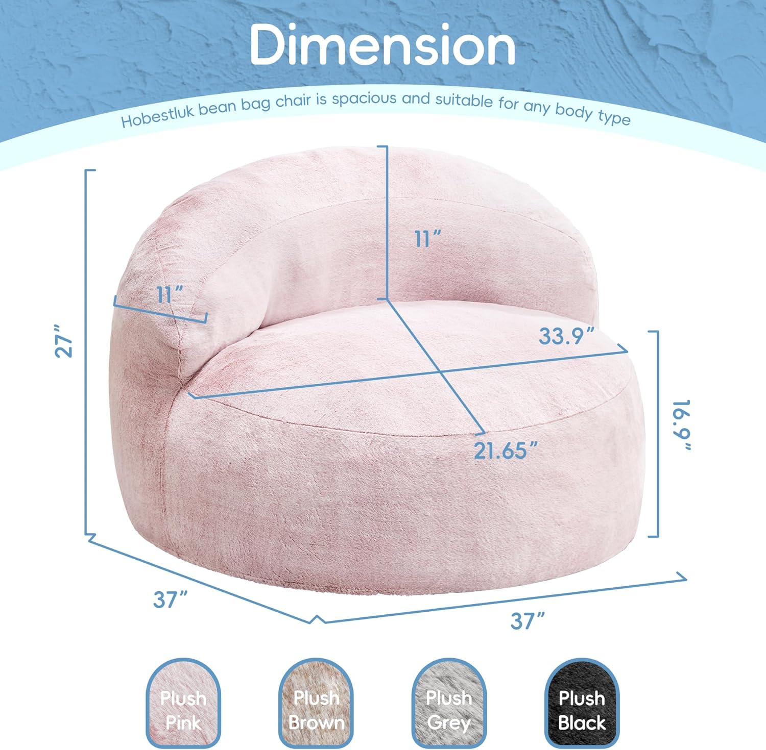 Hobestluk Bean Bag Chair Giant Bean Bag Chairs for Adults Big Bean Bag Chair with Memory Foam Filler Adults Large Beanbag with Faux Fur Cover for Bedroom (Plush Pink,Large) - Image 2
