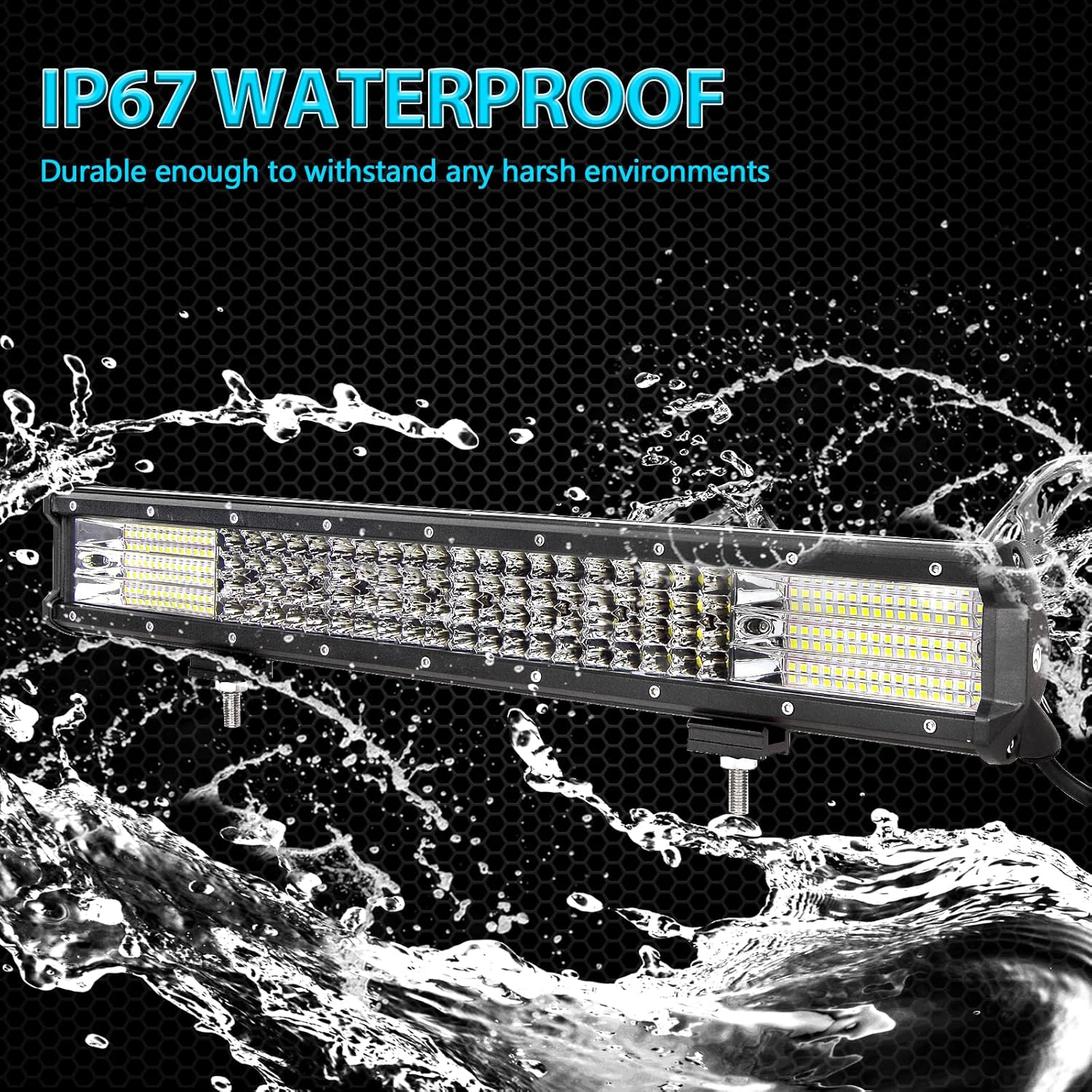 AUXTINGS 20 inch 510W LED Light Bar 4 Row Spot Flood Combo Beam Off Road Lights Work Light with Wiring Harness for Jeep Trucks SUV ATV UTV Boat Lights, 12V 24V Waterproof