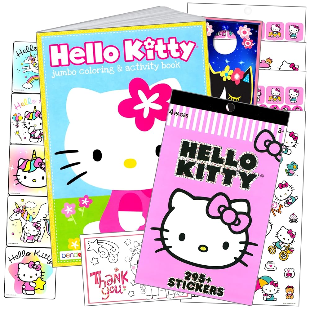 Bendon Hello Kitty Coloring Books and Stickers with Coloring Book Set, Hello Kitty Stickers, Reward Sticker Set, and More