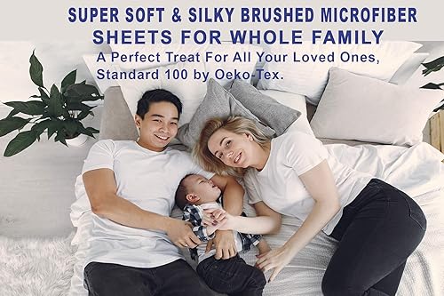 Miniatura 6 de Ruvanti - Juego de sábanas de tamaño individual, sábanas refrescantes de microfibra cepillada extrasuave 1800. El juego de sábanas de lujo para cama