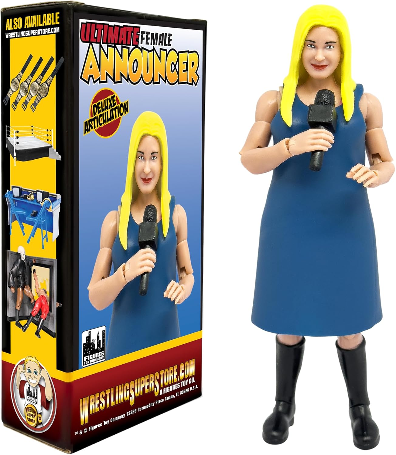 Set of 3 Ultimate Commentators with Deluxe Articulation for Wrestling Action Figures