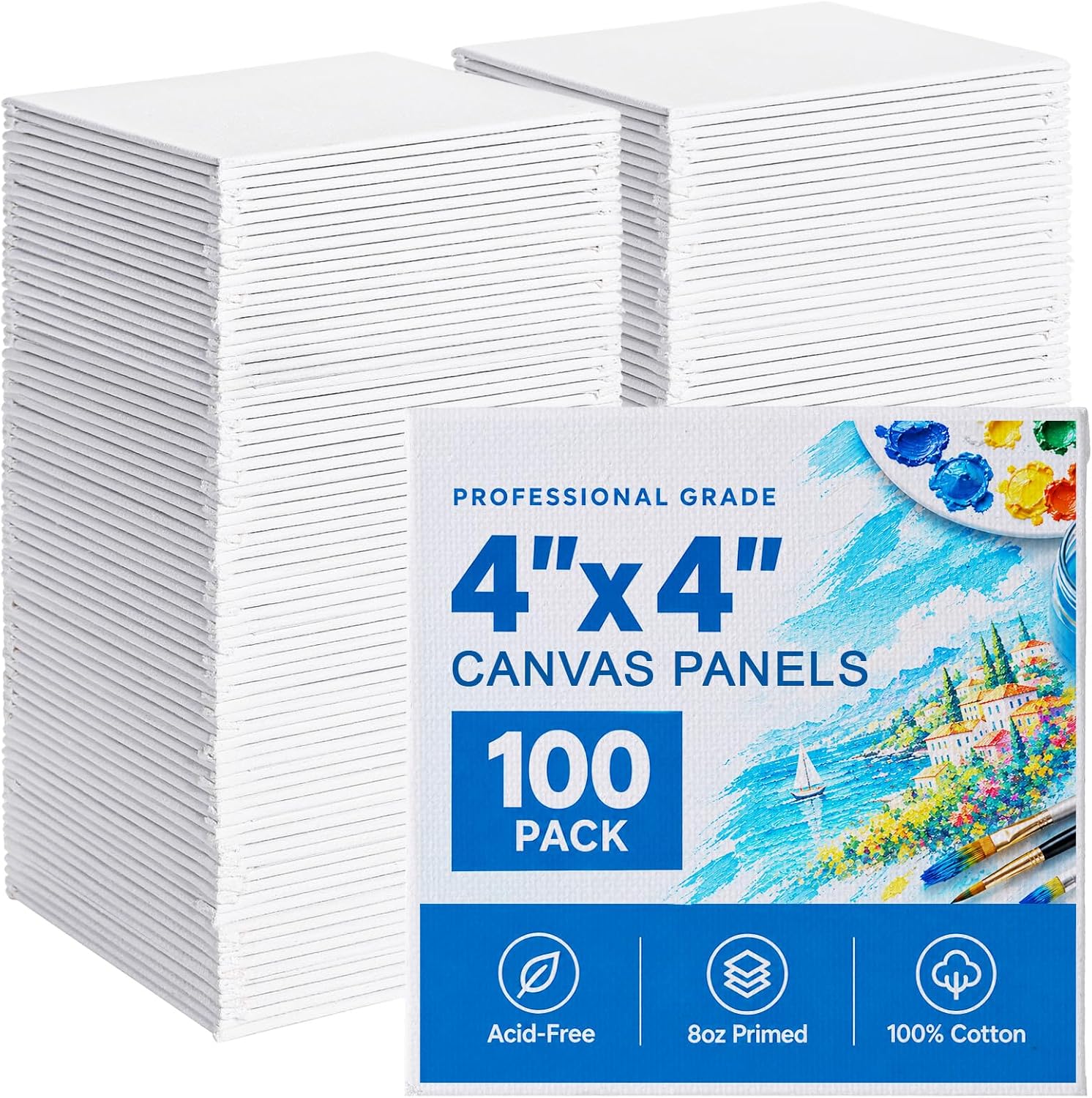 Agolctry one hundred piece 4x4 inch mini canvas panel pack