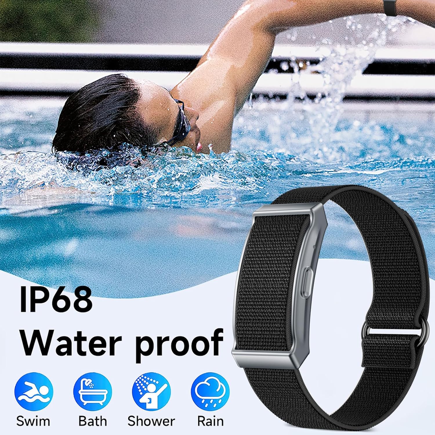 Smart Bracelet for Women and Men with 2 Bands, Screenless Fitness Tracker No Screen Lightweight for 100+ Sports IP68 Waterproof Wearable Activity Wristband Heart Rate Sleep Monitor